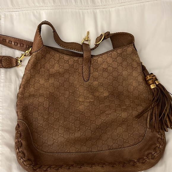COPY - Gucci Large Jackie O Tan Leather Monogram bag - Picture 4 of 8